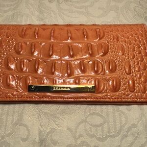 Brahmin Soft Checkbook Wallet in Whiskey Melbourne Burnt Rust Clean! Multi Slot